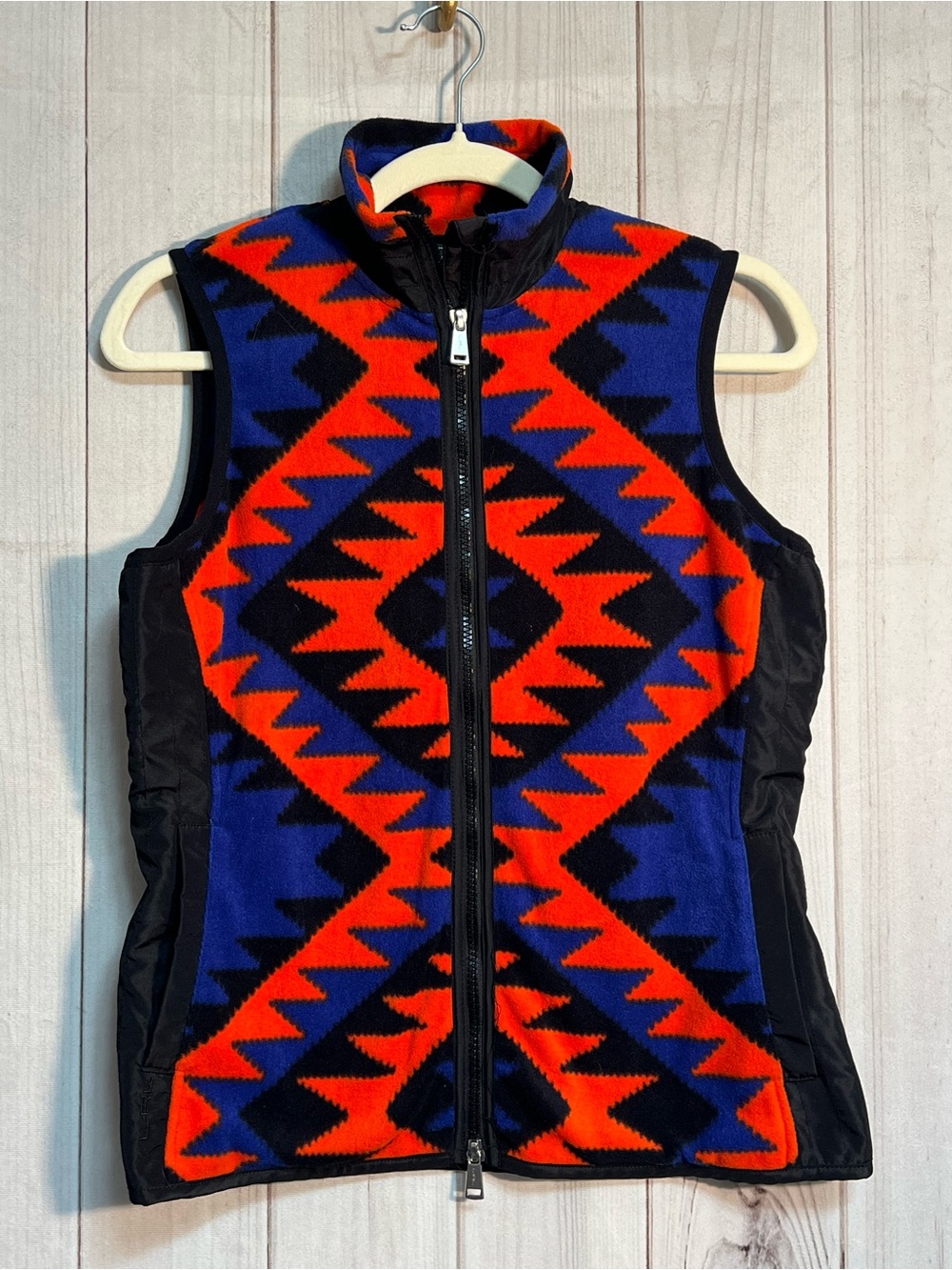 Ralph Lauren Southwest Aztec Blue-Orange  Geometric Fleece Vest Size Small
